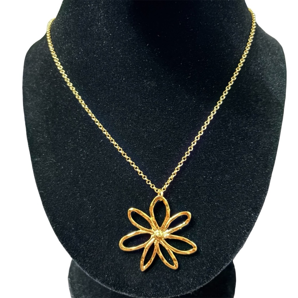 Mayamar 24k Gold Plated Handcrafted Flower Pendant Necklace 16" - 18" - Picture 3 of 7